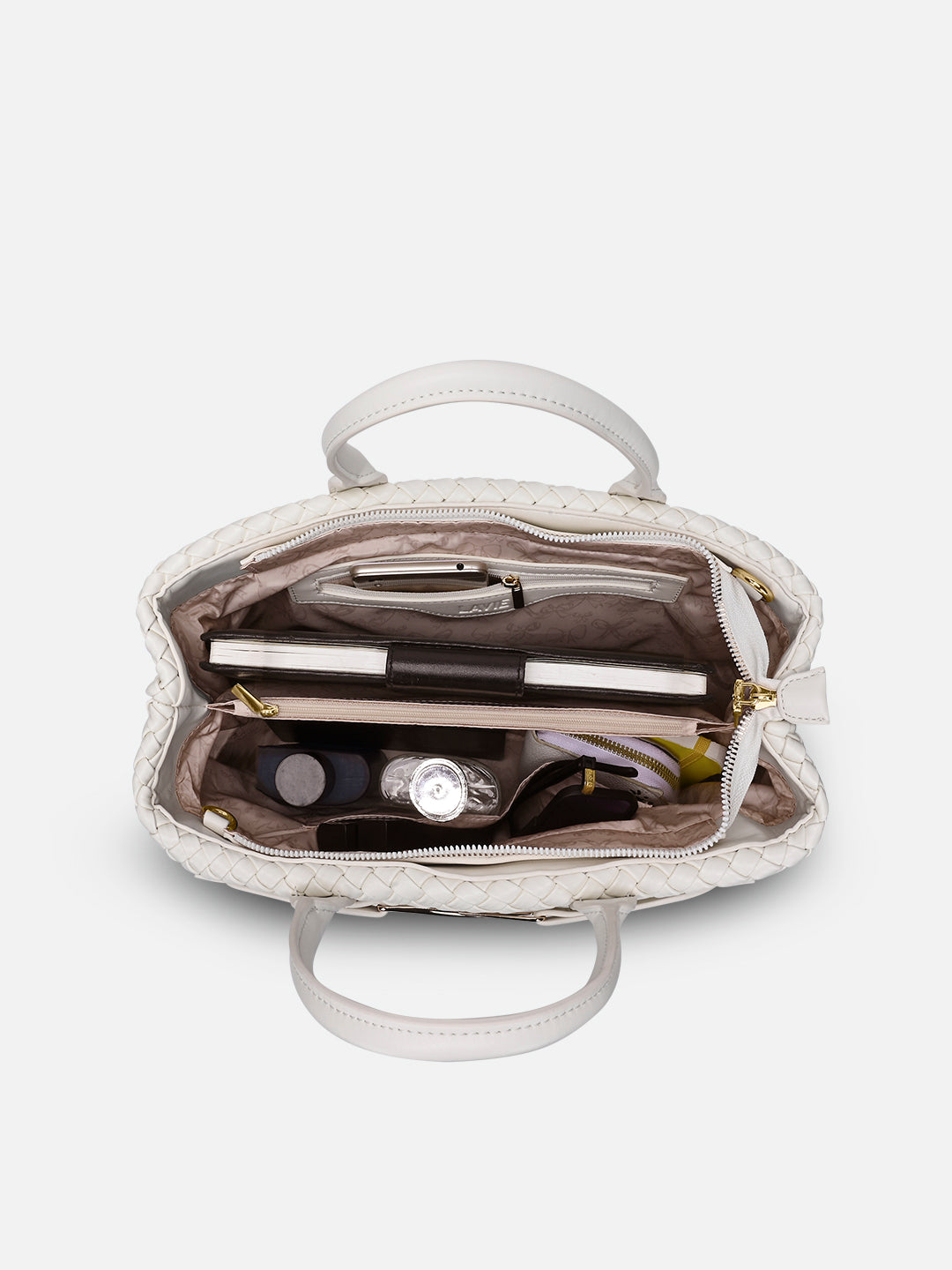 Bleuet Horizontal Large Satchel Bag White