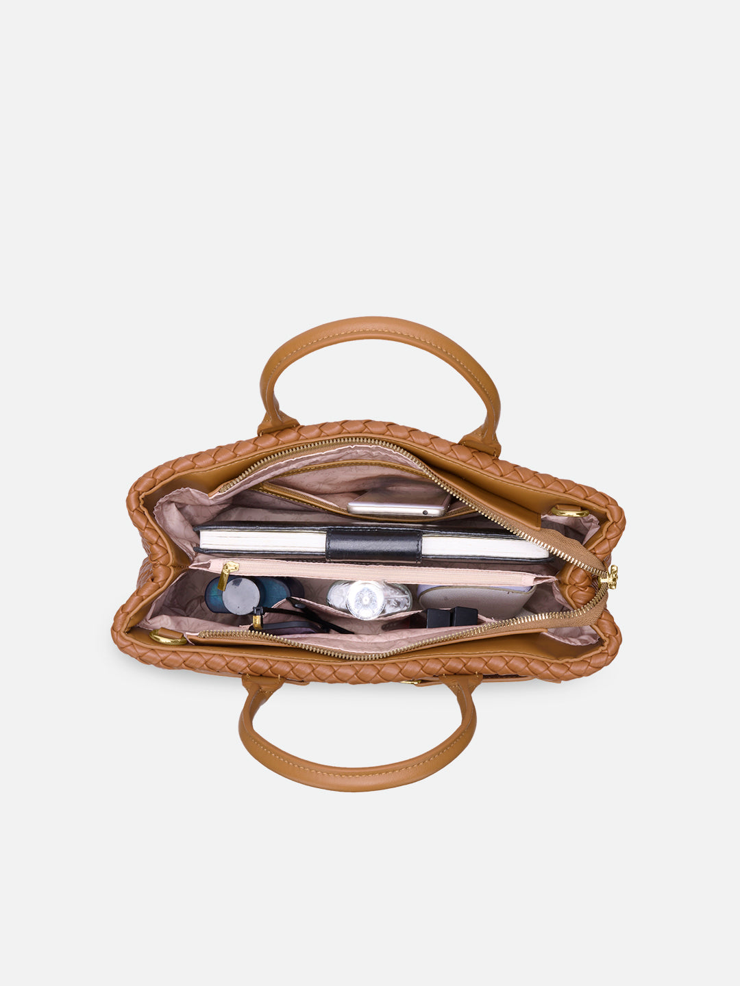 Bleuet Horizontal Large Satchel Bag Tan