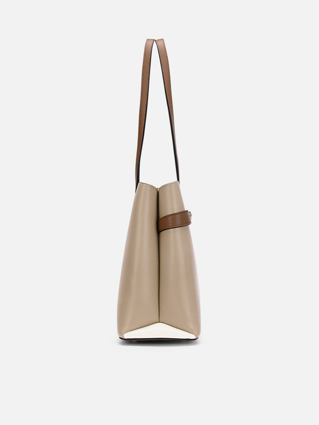 Camelia 3 Compartment Large Satchel Bag Beige
