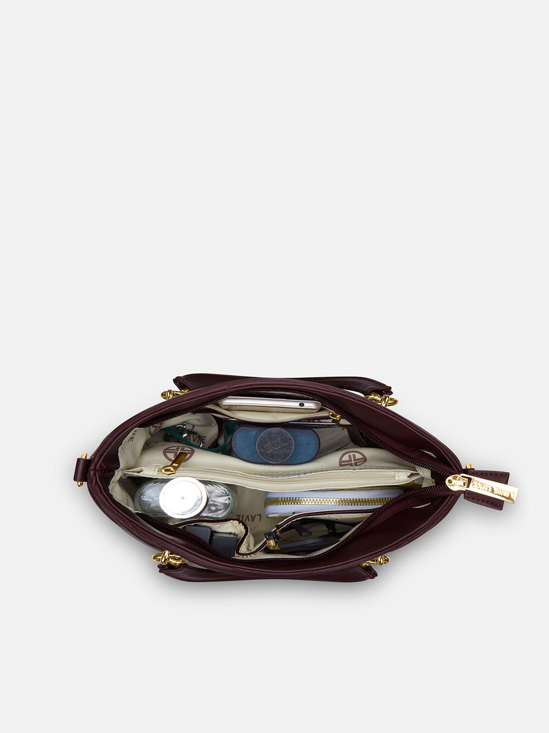 Lucie Quilted Small Satchel Bag Wine