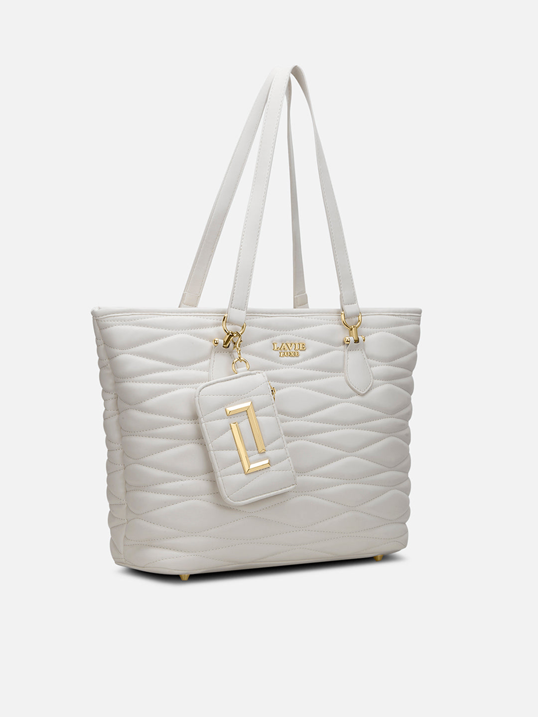 Lucie Quilted Large Tote Bag Off White