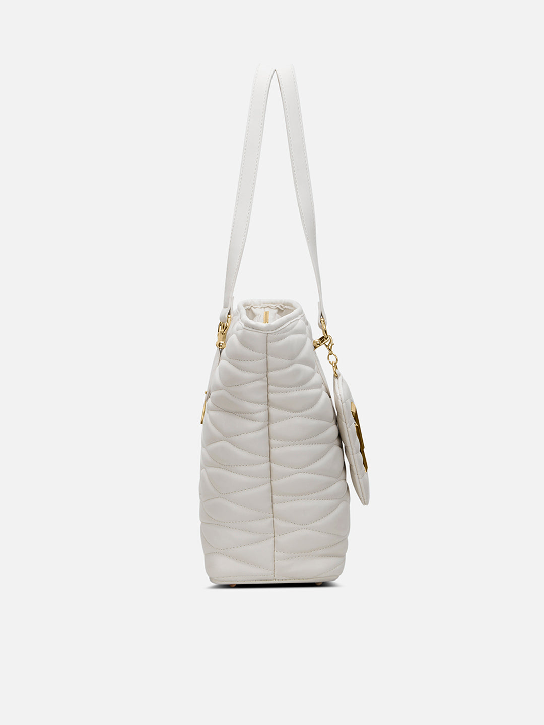 Lucie Quilted Large Tote Bag Off White