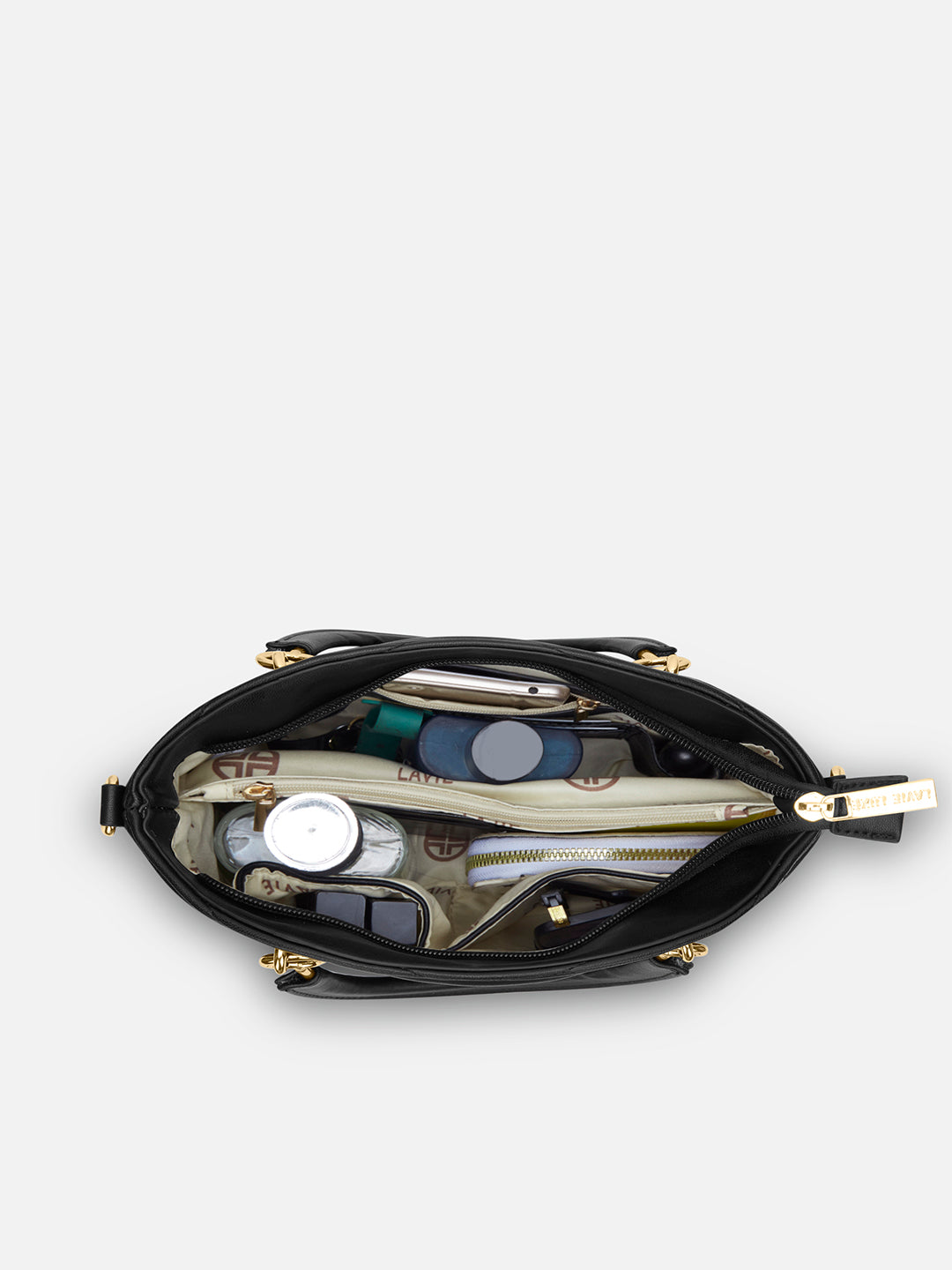 Lucie Quilted Small Satchel Bag Black