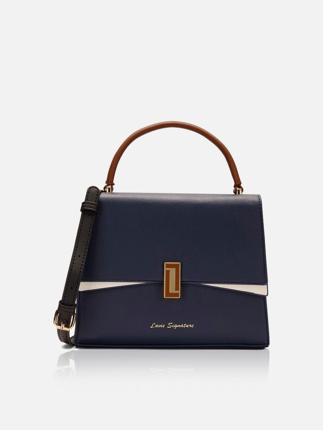Winston Flap Ladies Medium Navy Satchel Bag