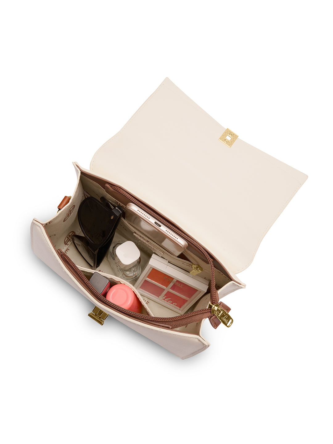 Winston Flap Satchel Bag Ladies Handbag Off White / Tan