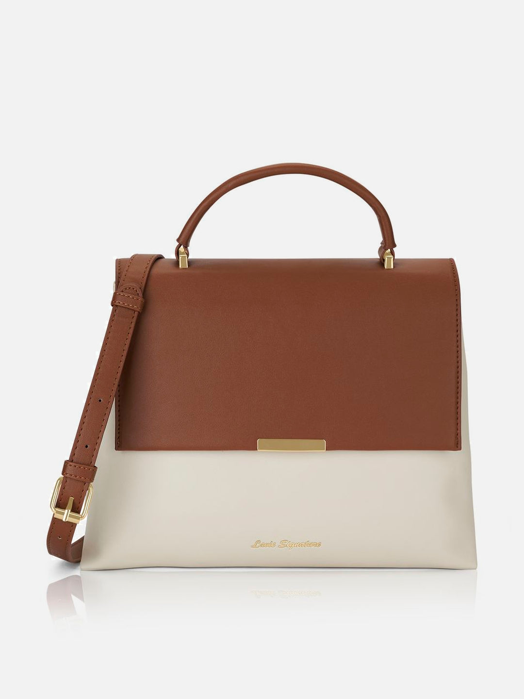 Aspen 2 Compartment Flap Ladies Medium Tan Satchel Bag