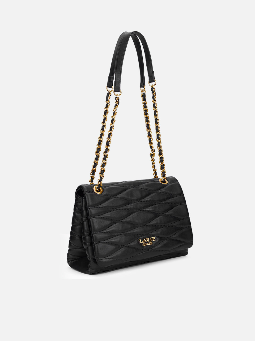 Lucie Quilted Medium Flap Black