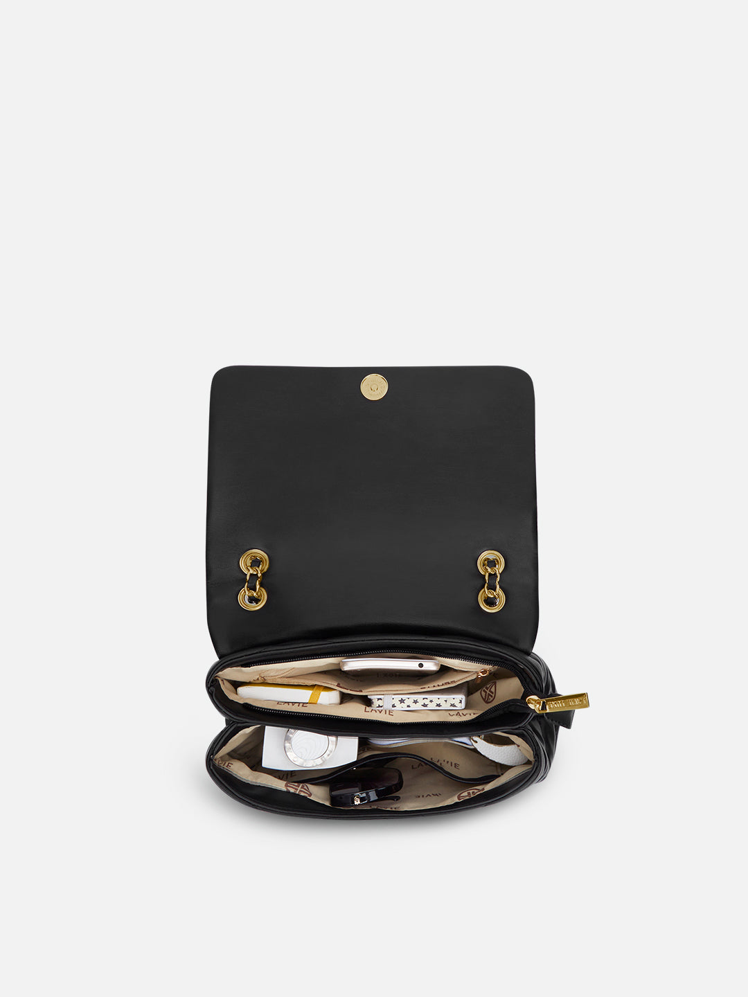 Lucie Quilted Medium Flap Black
