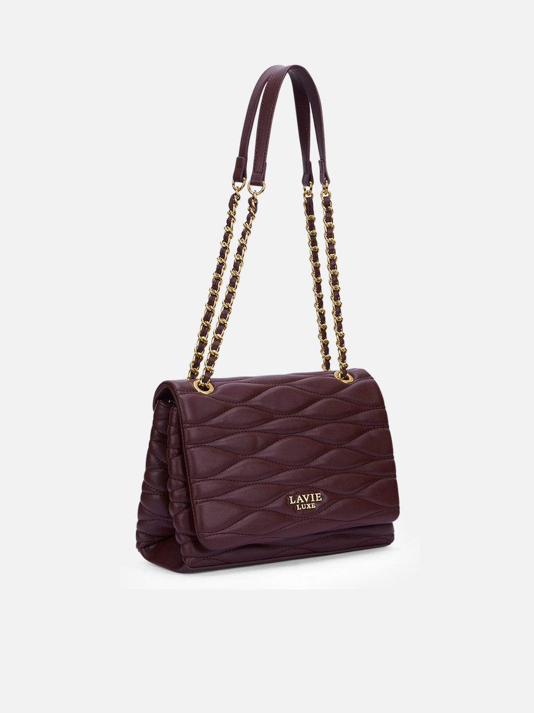 Lucie Quilted Medium Flap Wine