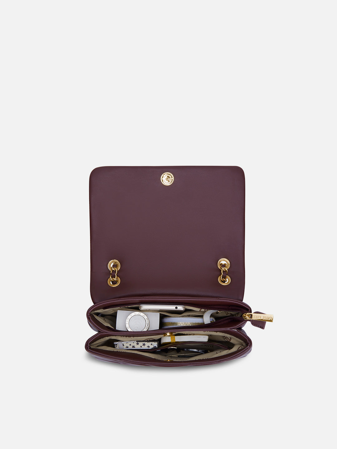 Lucie Quilted Medium Flap Wine