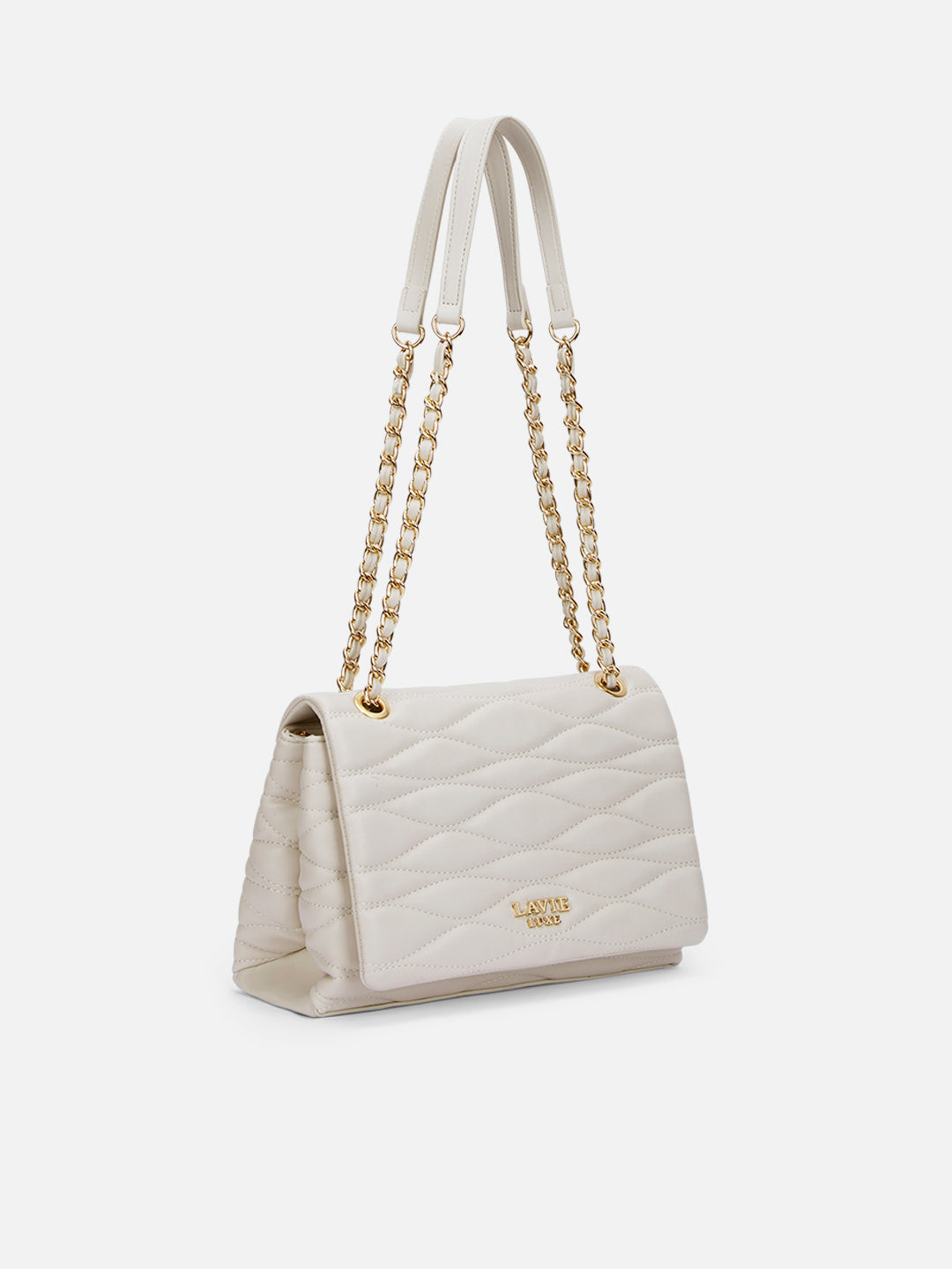 Lucie Quilted Medium Flap Off White
