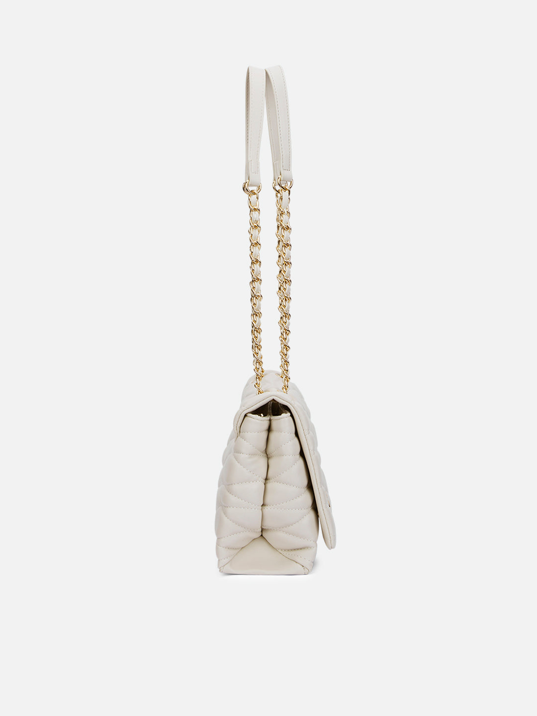 Lucie Quilted Medium Flap Off White