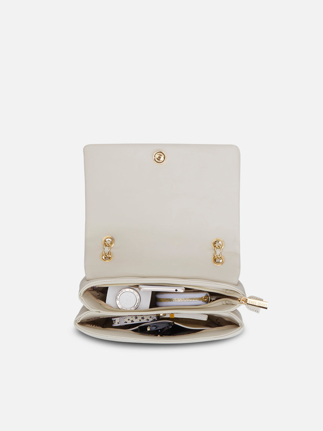 Lucie Quilted Medium Flap Off White
