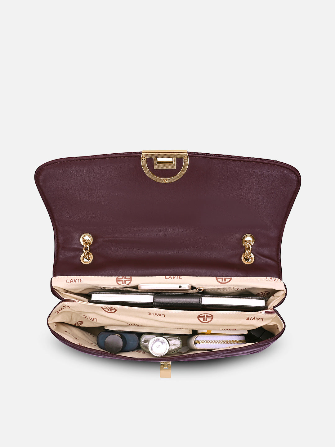 Lucie Quilted Large Flap Wine