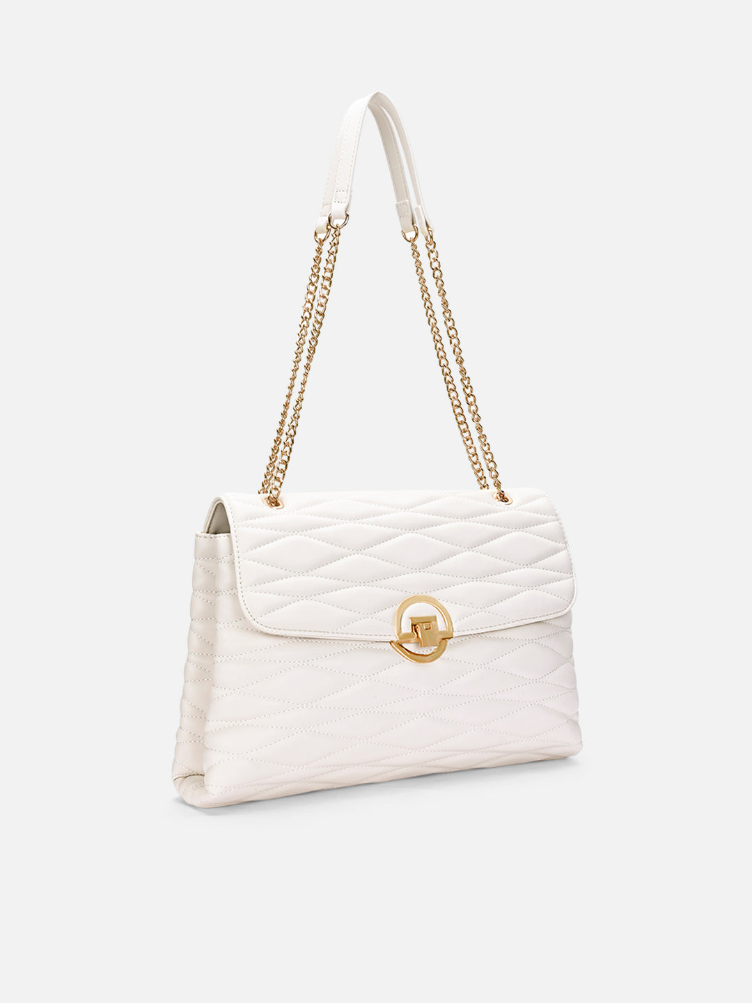Lucie Quilted Large Flap Off White
