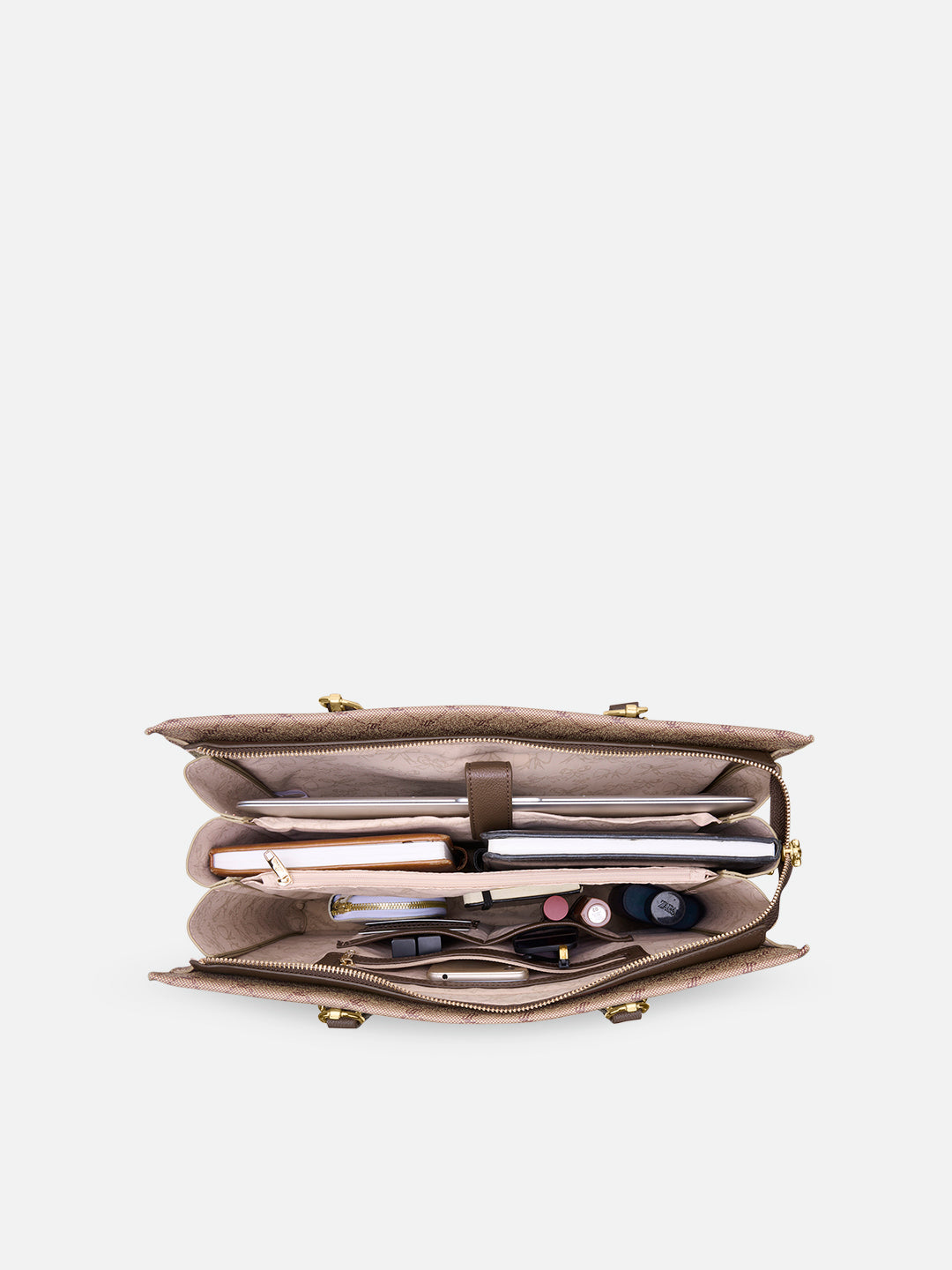Mono Vivien 3 Compartment Large Satchel Bag Latte