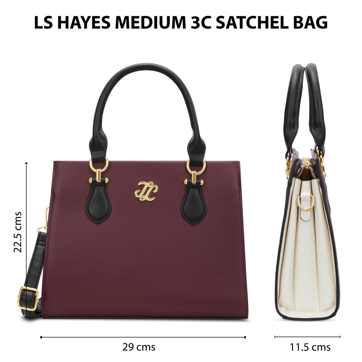 Hayes Medium 3C Satchel Bag Ladies Handbag Maroon