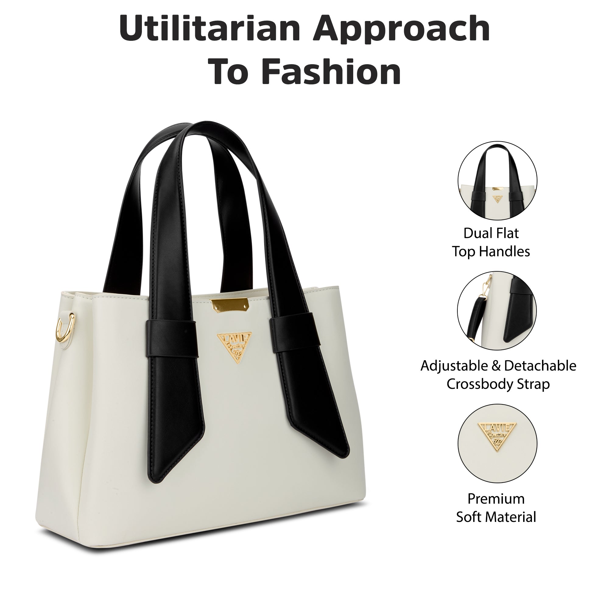 Nashville 3C Satchel Bag Off White/Black