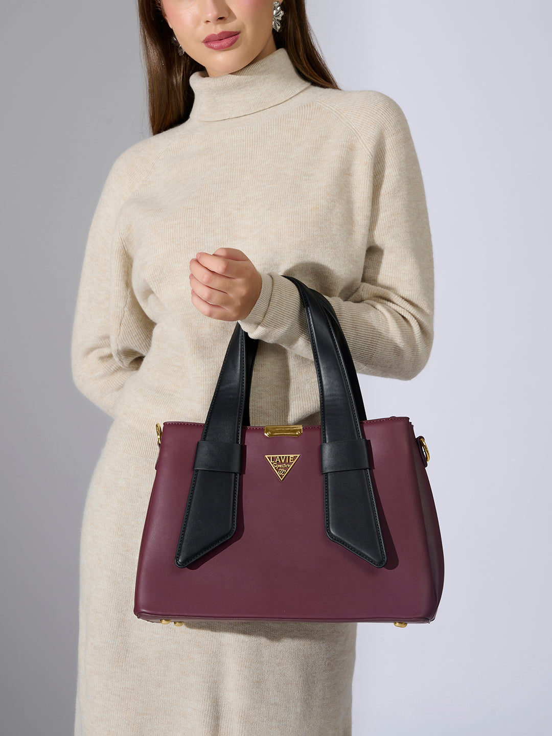 Nashville 3C Satchel Bag Maroon/Black