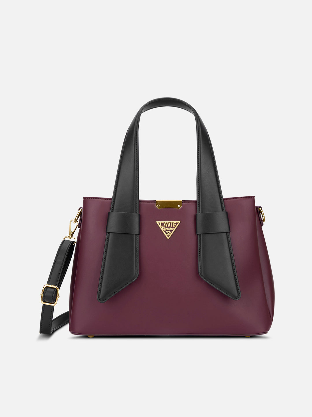 Nashville 3 Compartment Medium Maroon & Black Satchel Bag