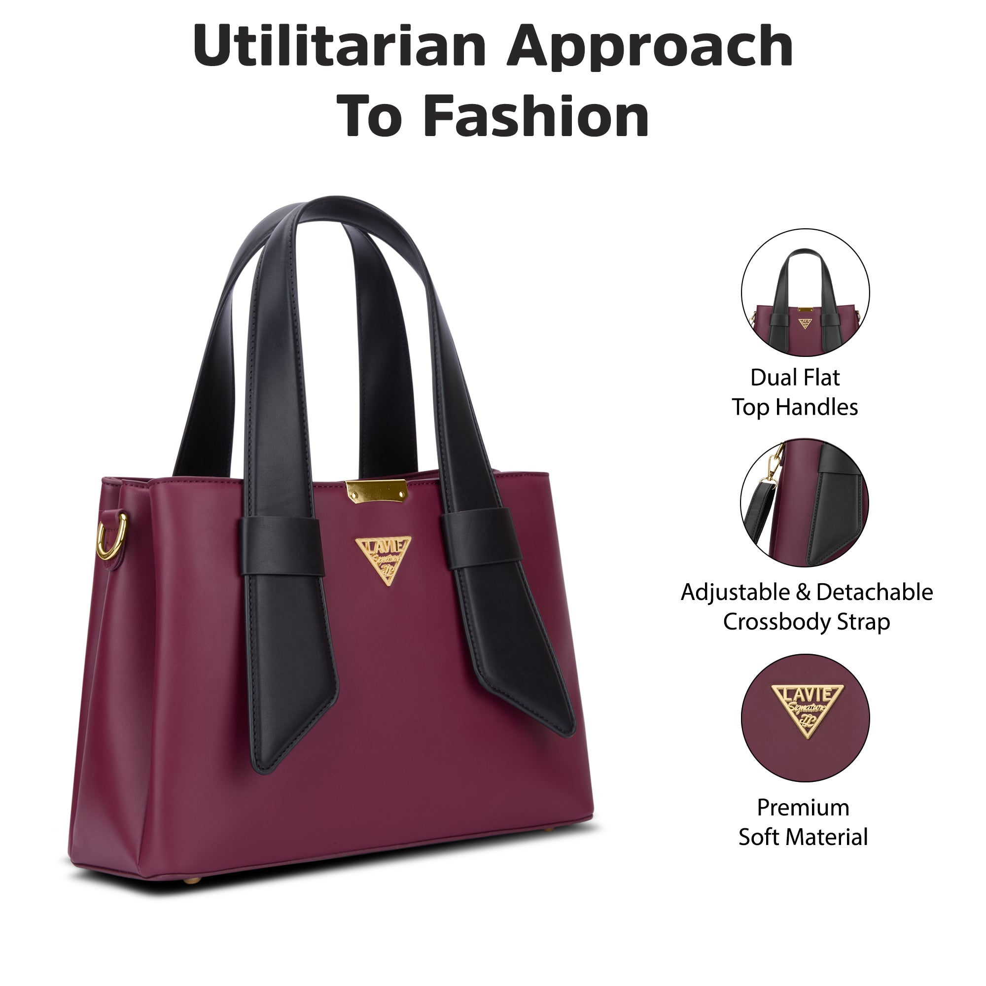 Nashville 3C Satchel Bag Maroon/Black