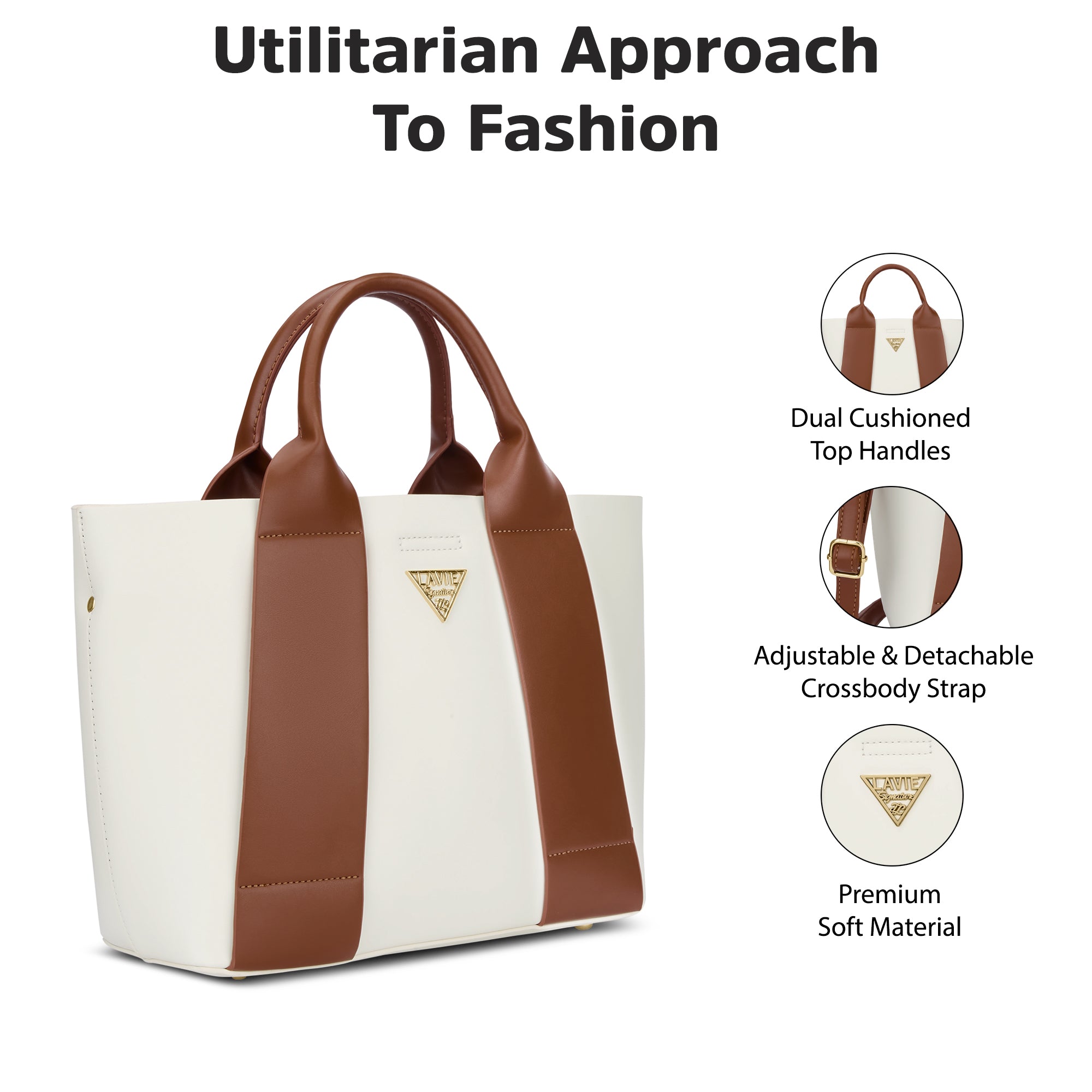 Savannah 3C Tote Bag Off White/Tan