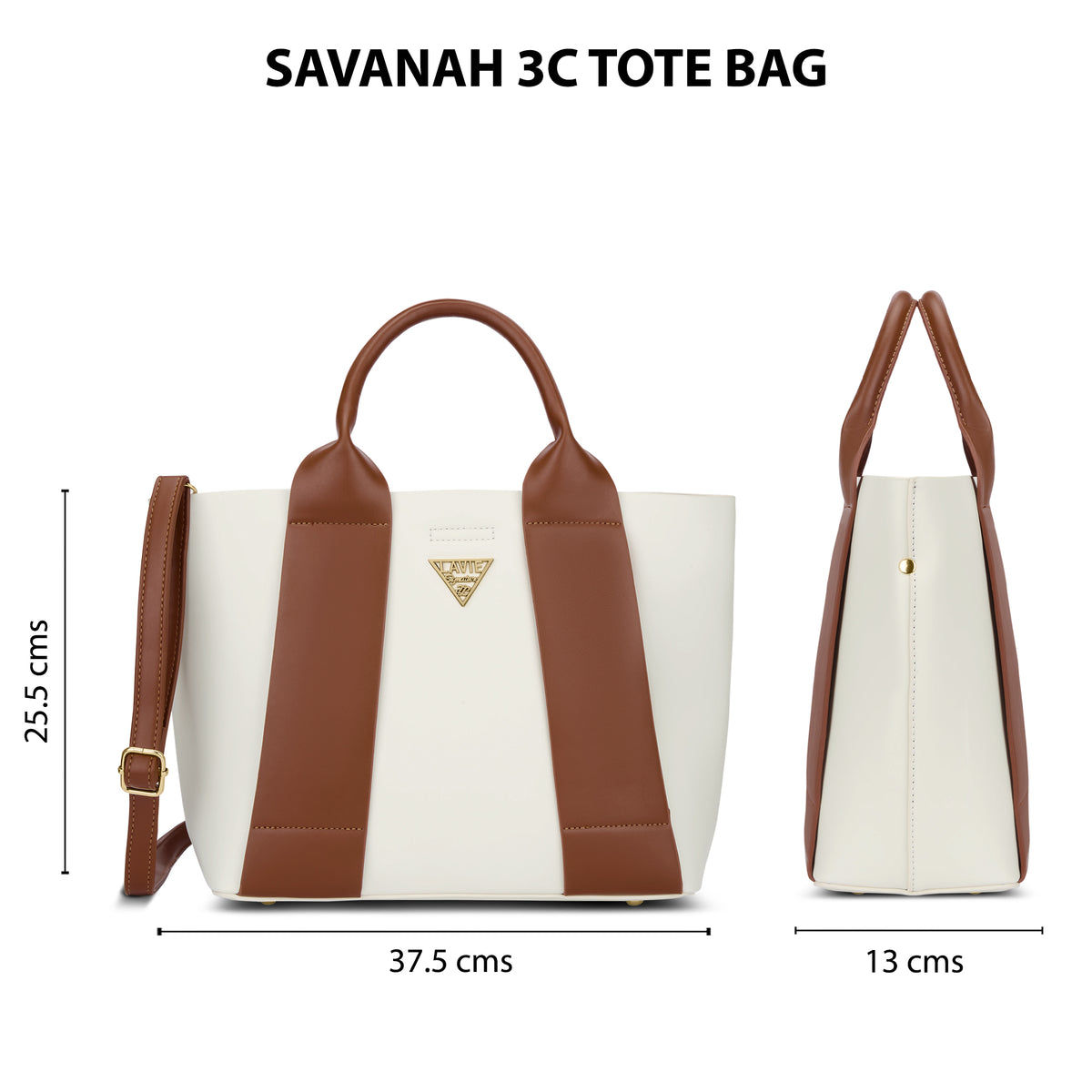 Savannah 3C Tote Bag Off White/Tan
