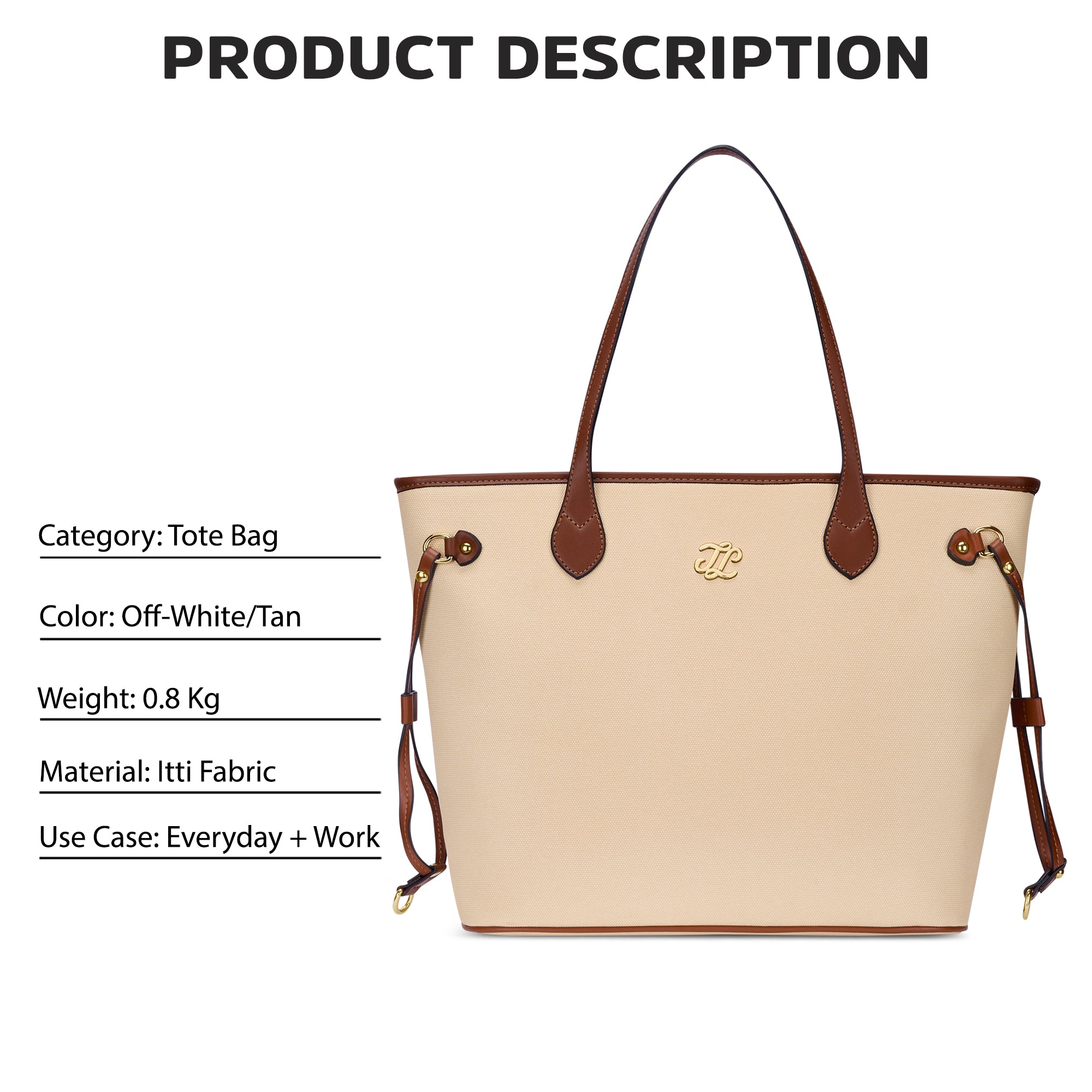 Canva Laptop Tote Bag Off White/Tan