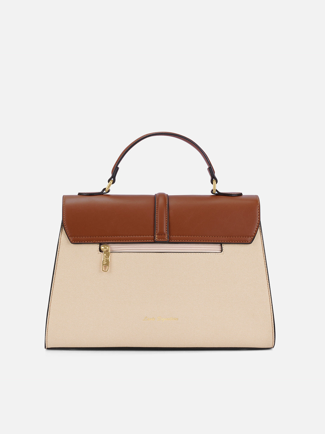 Canva Flap Satchel Bag Off White/Tan