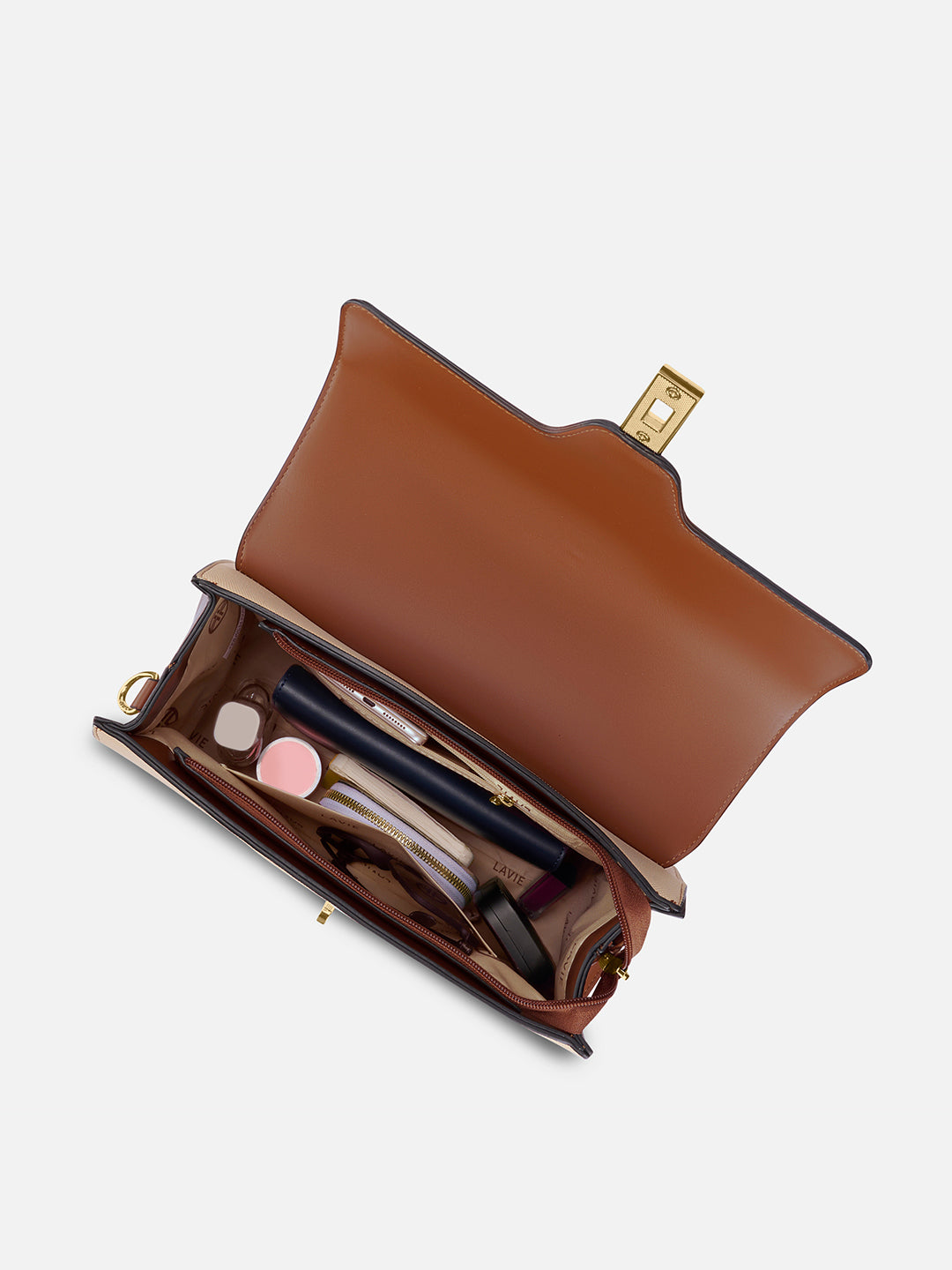 Canva Flap Satchel Bag Off White/Tan