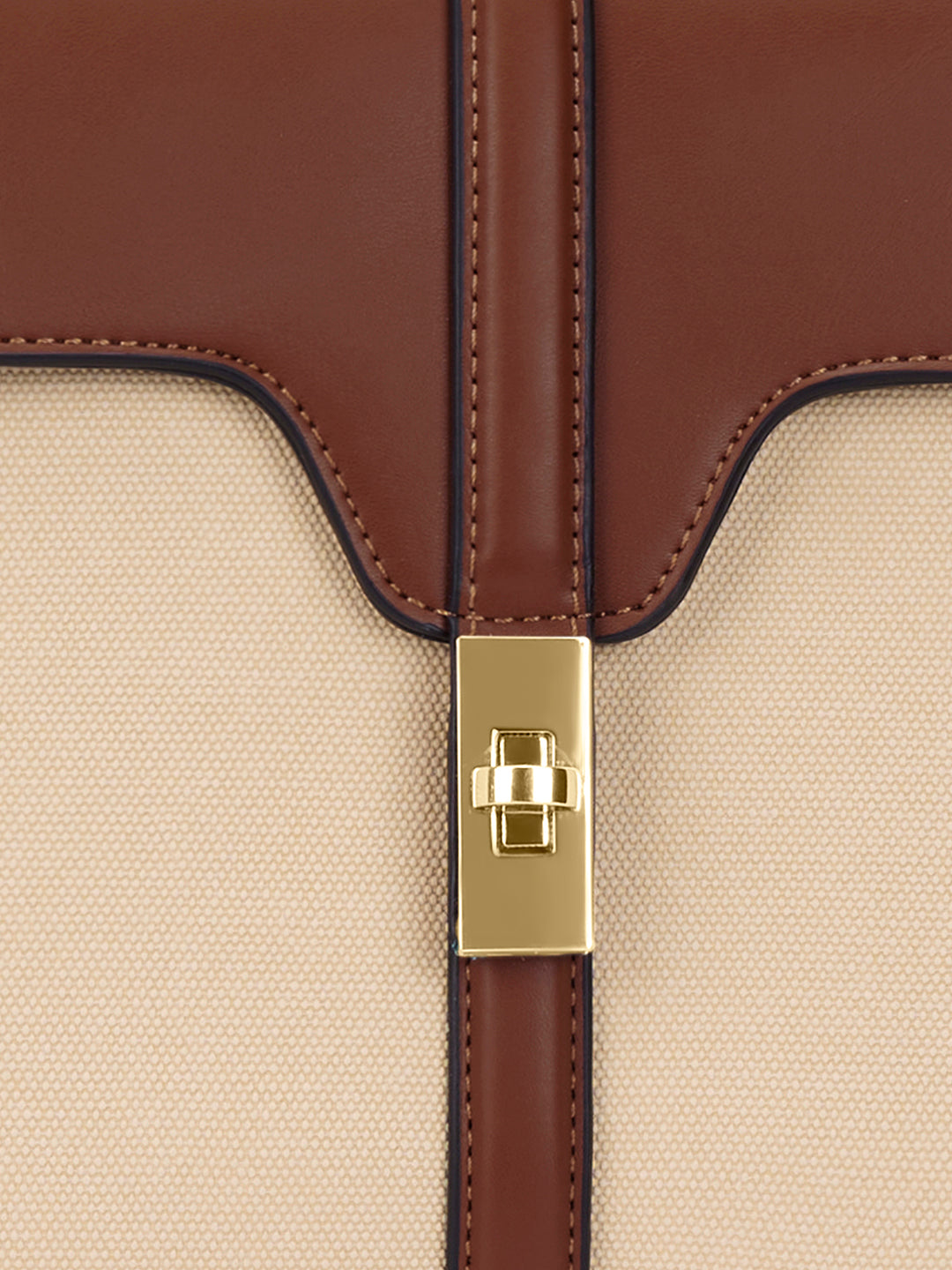 Canva Flap Satchel Bag Off White/Tan