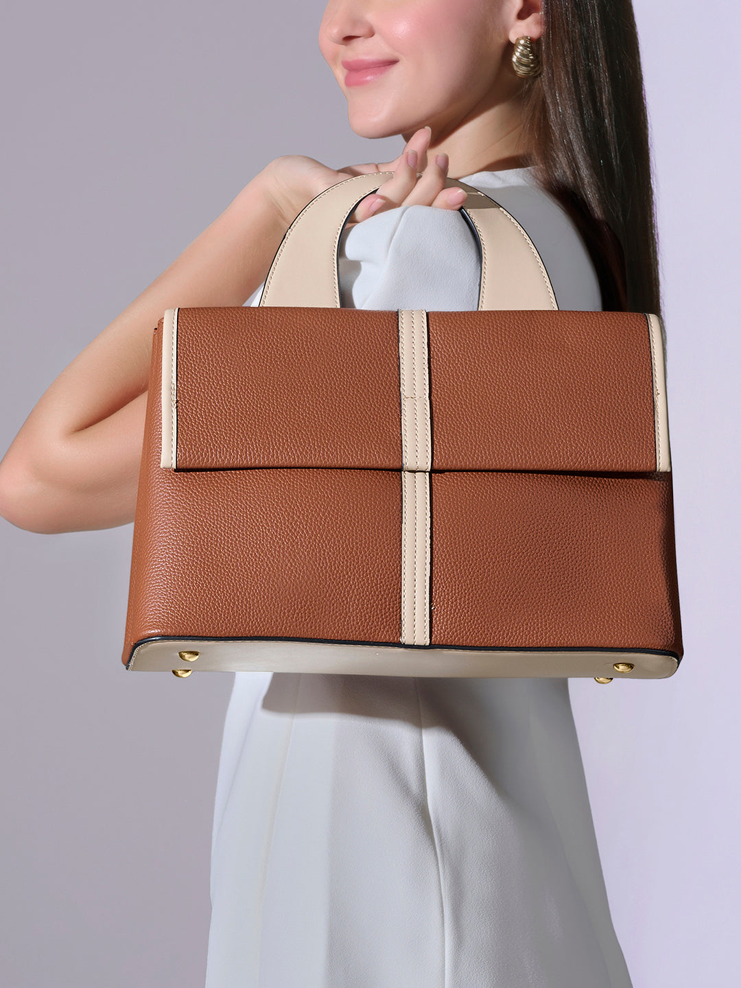 Nevada Flap Satchel Bag Tan