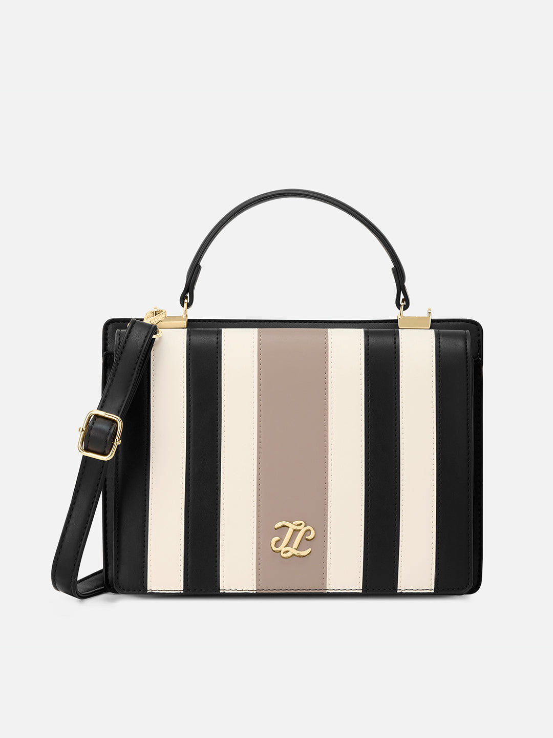 Penny Dual Flap Satchel Bag Beige