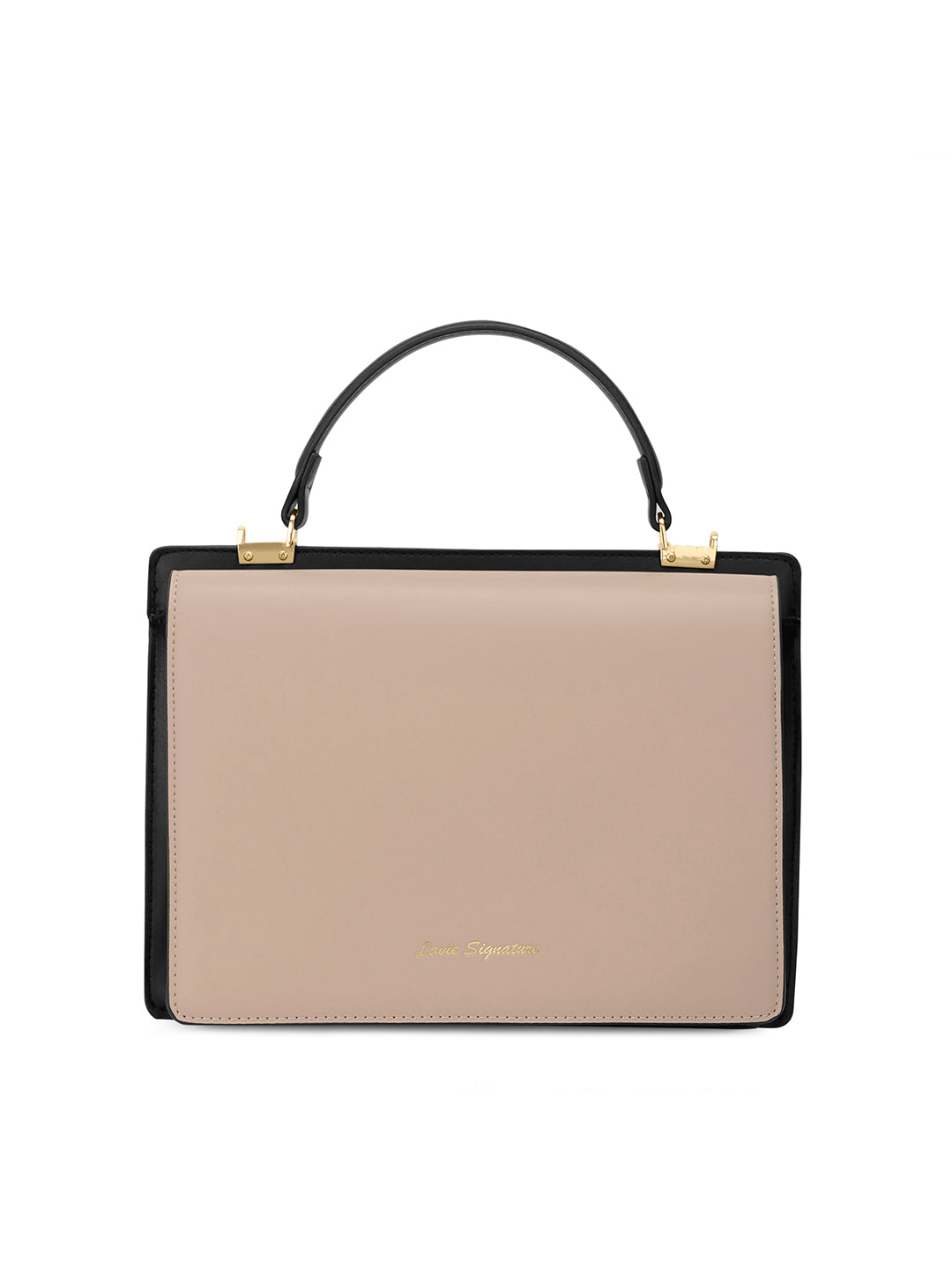 Penny Dual Flap Satchel Bag Beige
