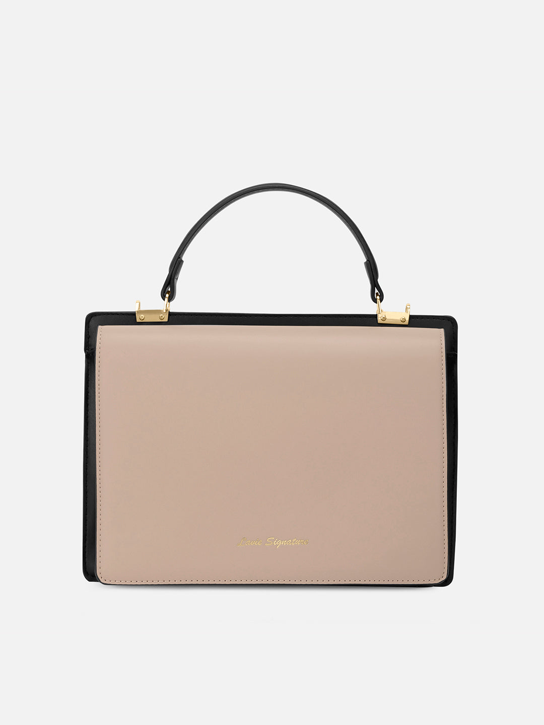 Penny Dual Flap Satchel Bag Beige