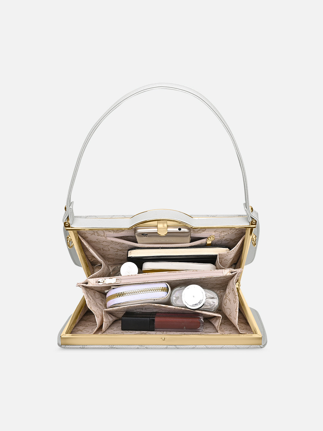 Mono Chic Satchel Medium Frame Bag Ivory