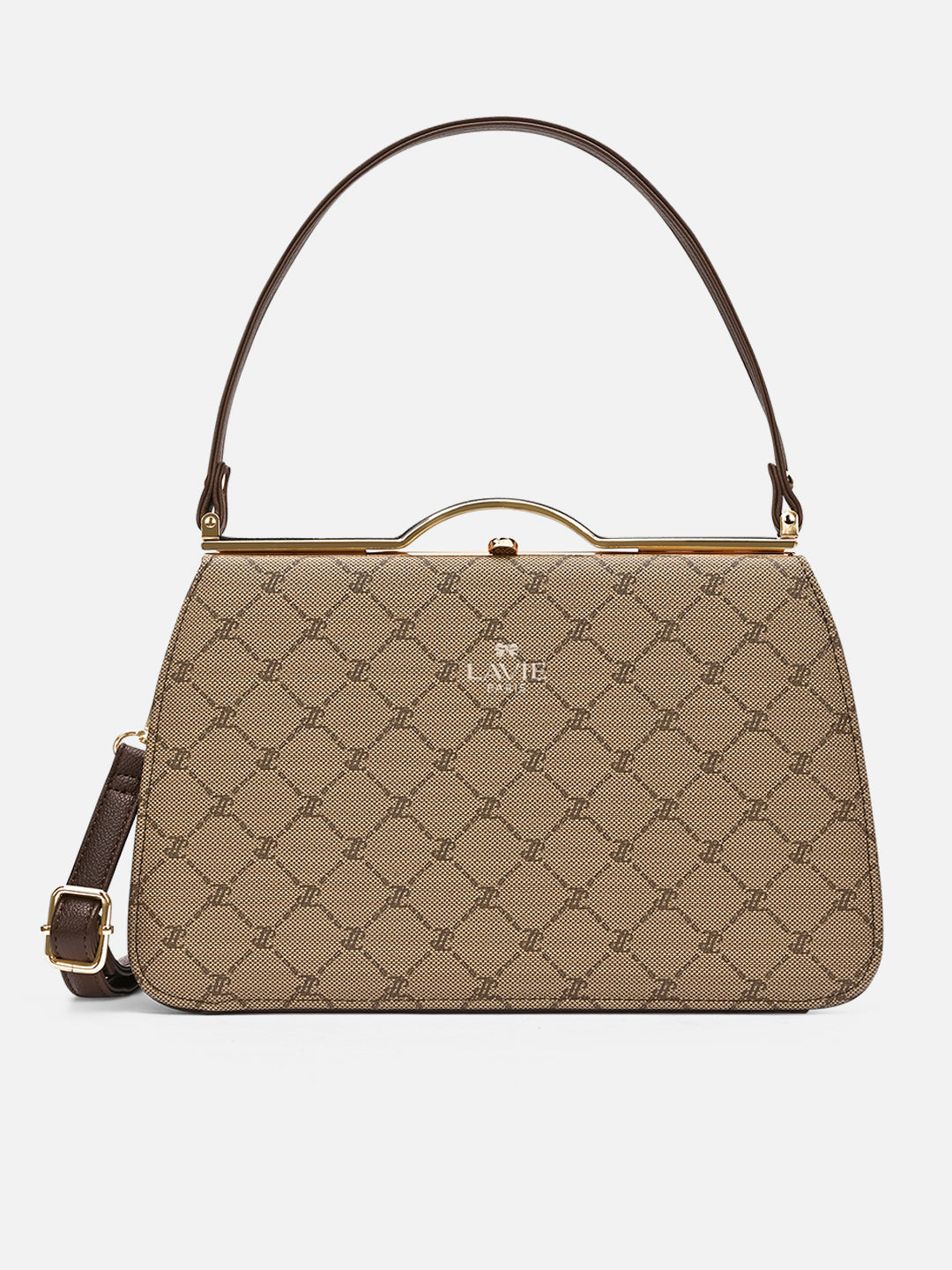 Mono Chic Satchel Medium Frame Bag Latte