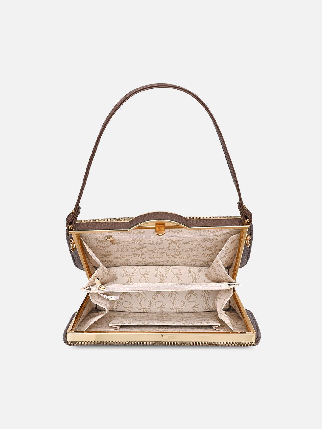 Mono Chic Satchel Medium Frame Bag Latte