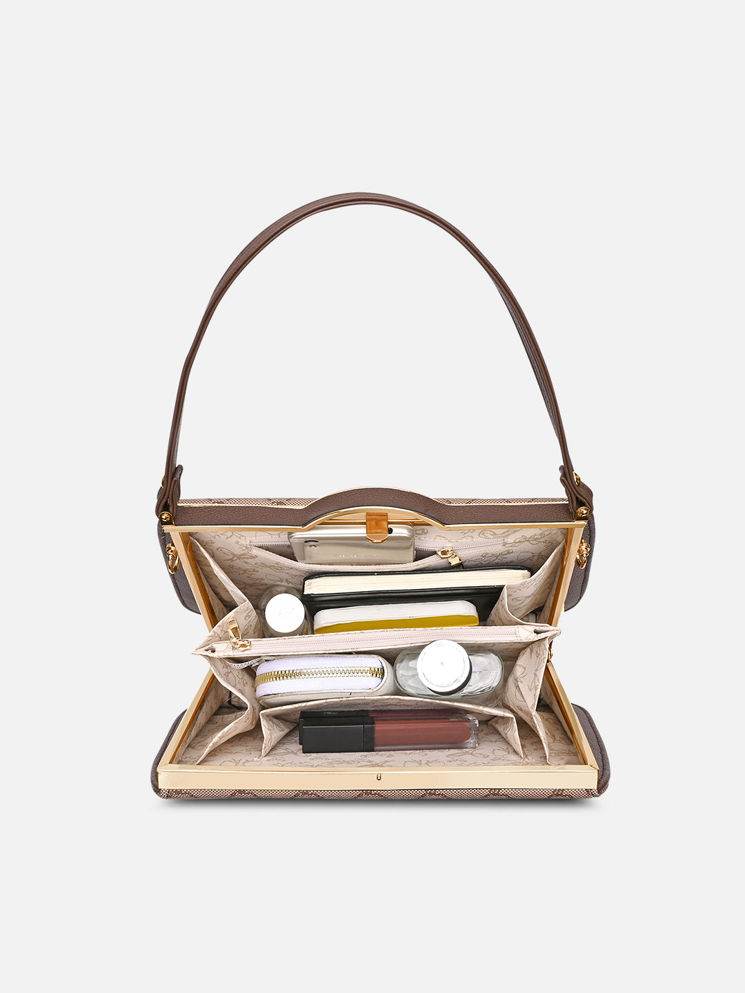 Mono Chic Satchel Medium Frame Bag Latte