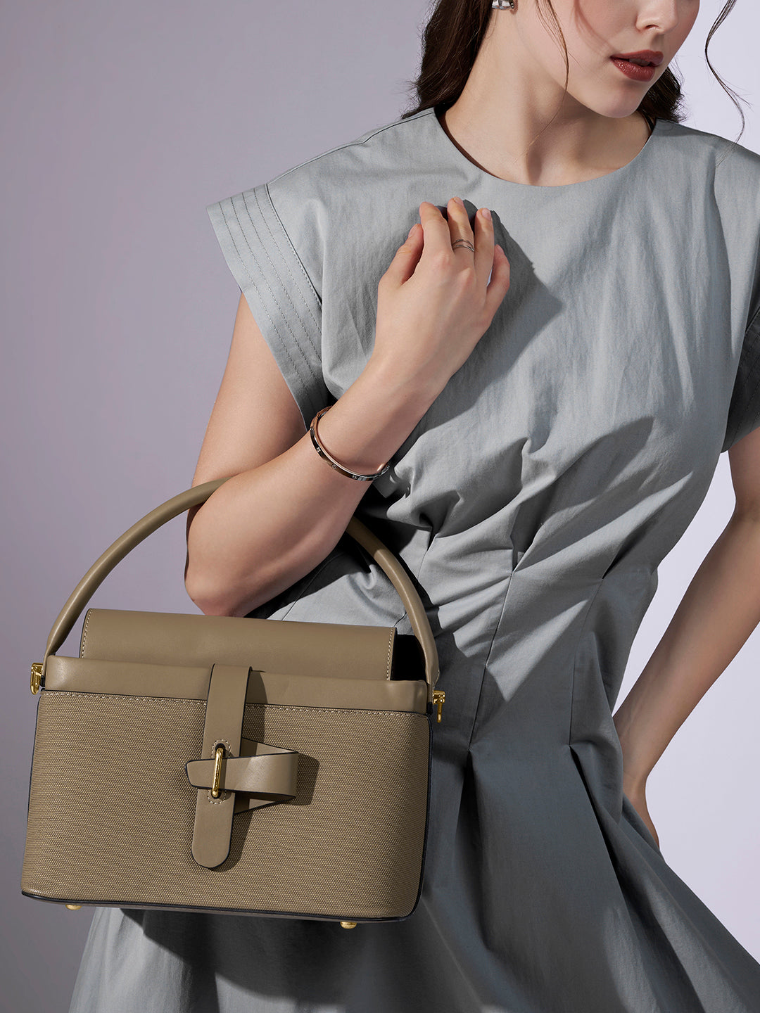 Zion Small Belt Satchel Bag Bag Beige