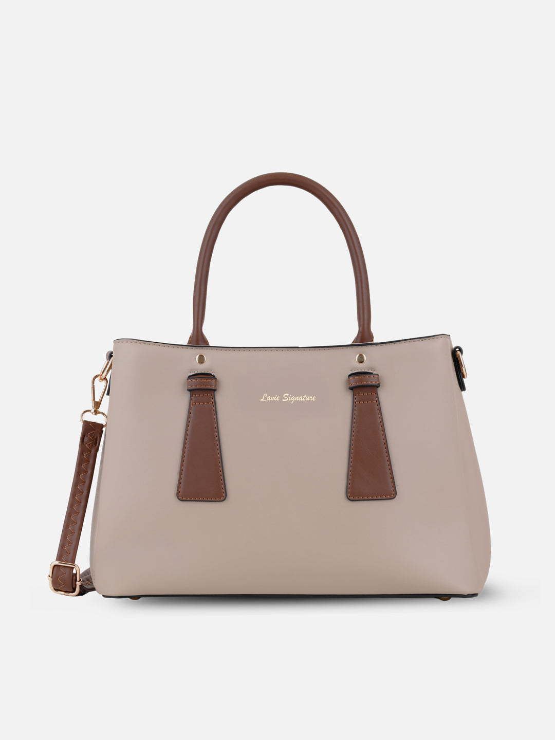 Rowan 3 Compartment Medium Beige Satchel Bag