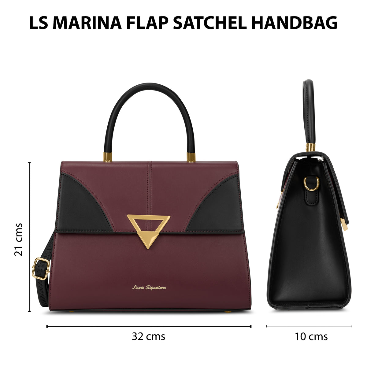 Marina Flap Medium Maroon Satchel Bag