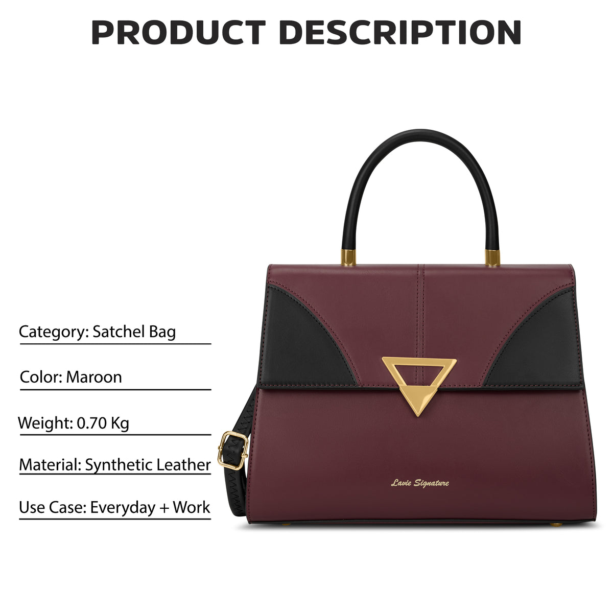 Marina Flap Medium Maroon Satchel Bag