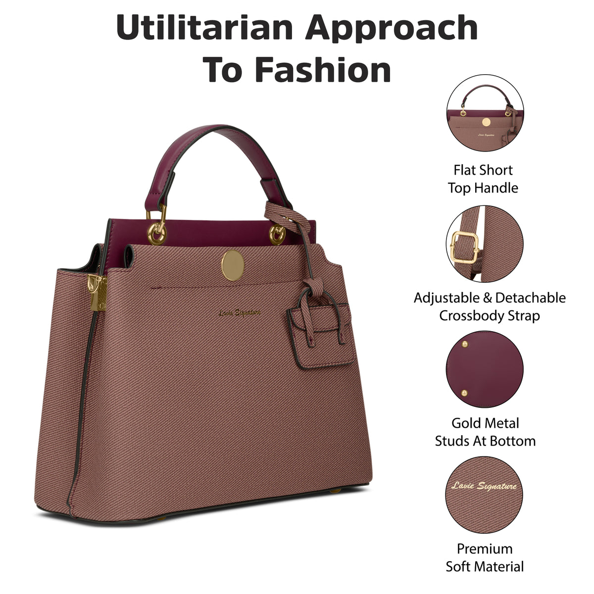 Whitney 2 Compartment Medium Maroon Satchel Bag