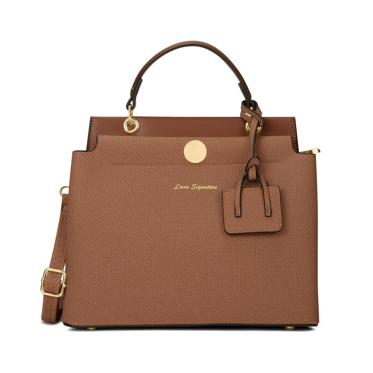 Whitney 2 Compartment Medium Tan Satchel Bag