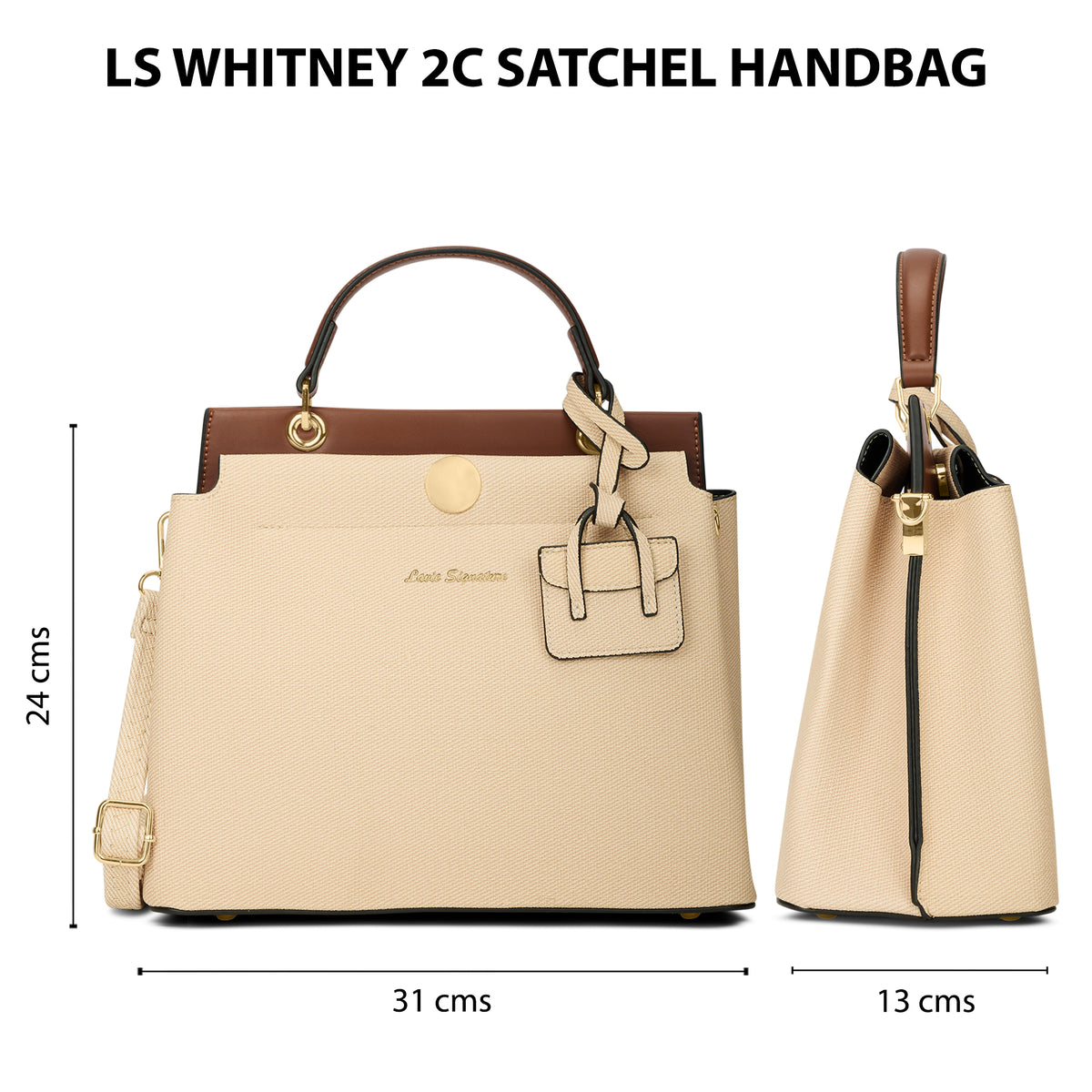 Whitney 2 Compartment Medium Off White Satchel Bag