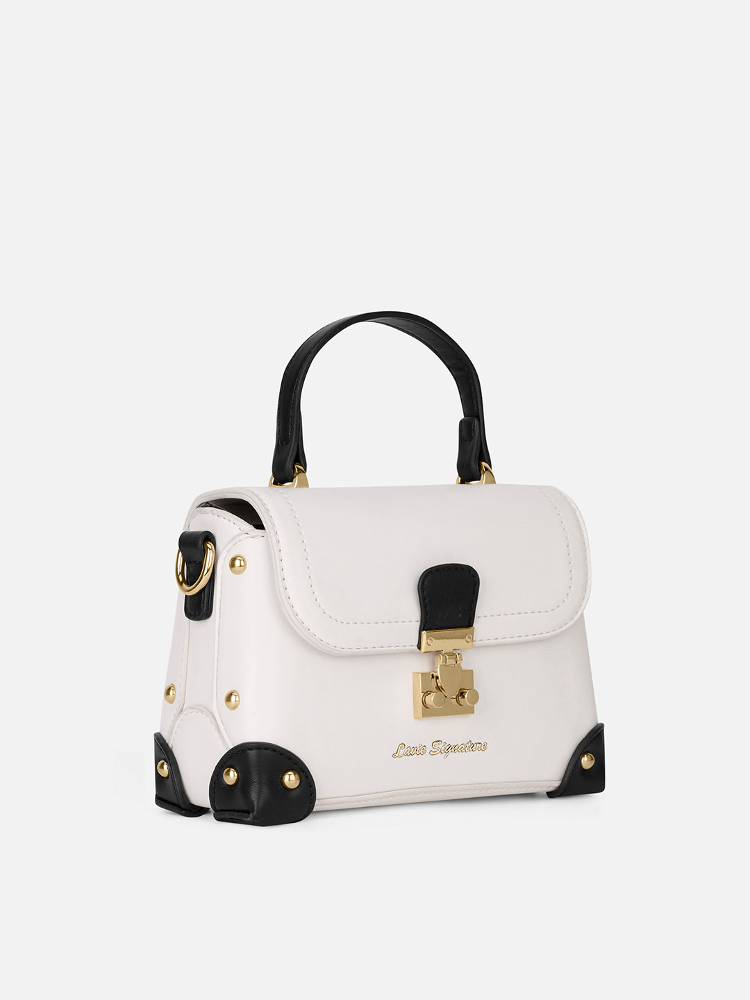 Beaufort Flap Satchel Bag Off White/Black
