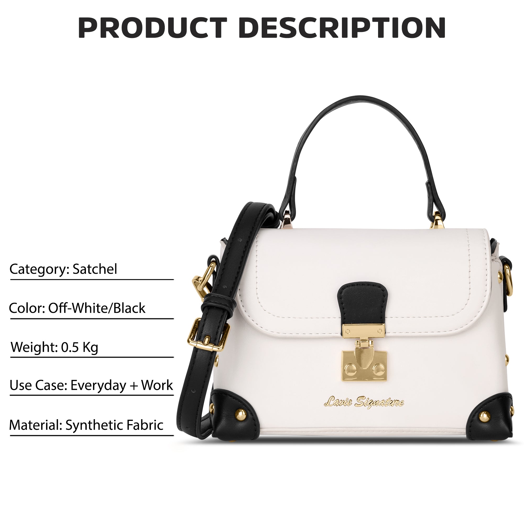 Beaufort Flap Satchel Bag Off White/Black