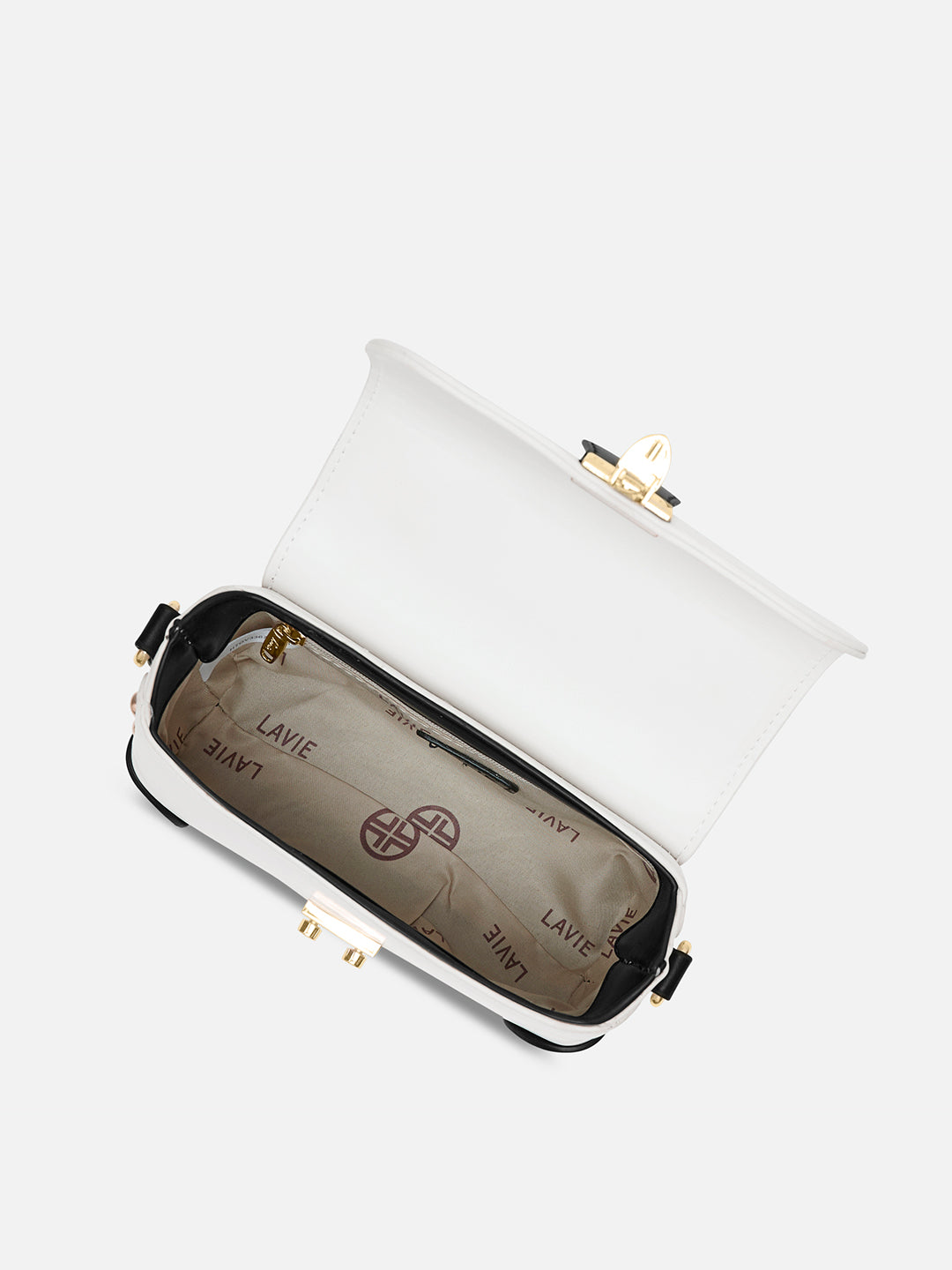 Beaufort Flap Satchel Bag Off White/Black