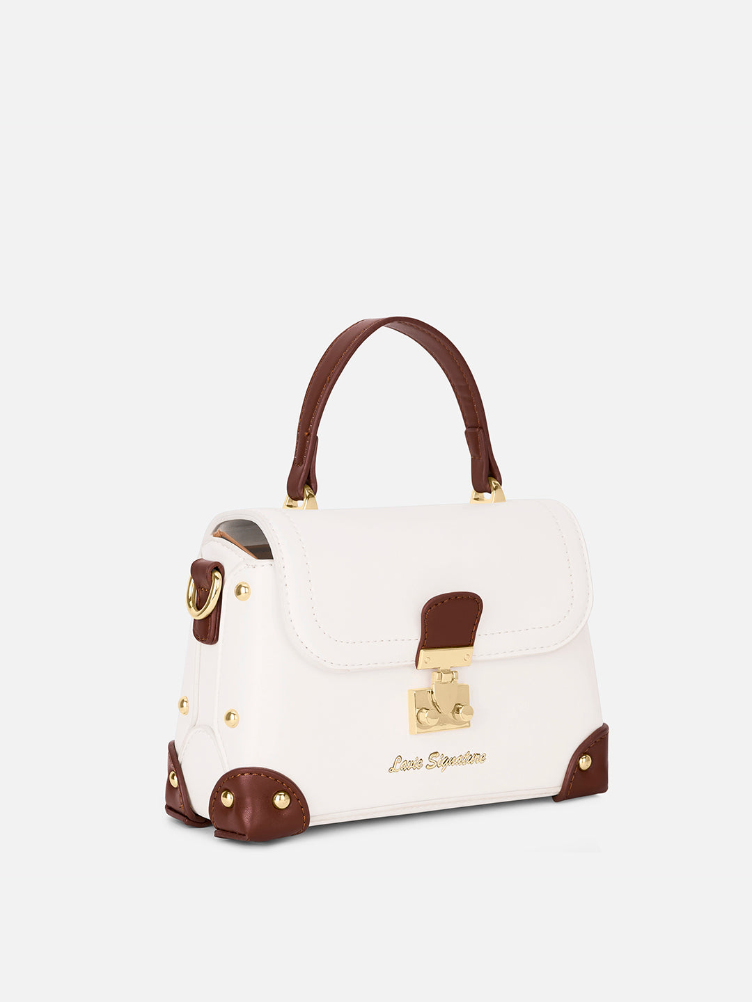 Beaufort Flap Satchel Bag Off White/Tan